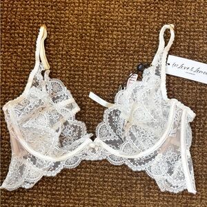 For Love & Lemons x Victoria's Secret White Lace Underwire Bra